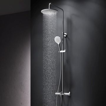 Душевая система Am.Pm (Ам.Пм) Like смеситель для ванны и душа с термостатом, верхний душ d 250 мм, ручной душ, хром, F0780564