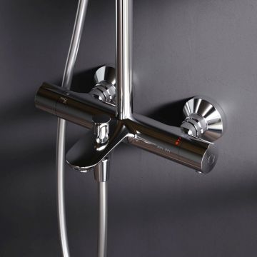 Душевая система Am.Pm (Ам.Пм) Like смеситель для ванны и душа с термостатом, верхний душ d 250 мм, ручной душ, хром, F0780564