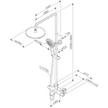 Душевая система Am.Pm (Ам.Пм) Like смеситель для ванны и душа с термостатом, верхний душ d 250 мм, ручной душ, хром, F0780564