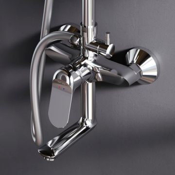 Душевая система Am.Pm (Ам.Пм) Sunny набор: смеситель для ванны и душа верхний душ d220 мм, ручной душ 110 мм, хром, F0785C900