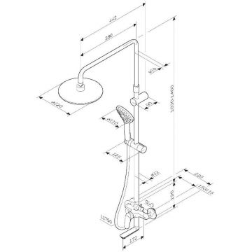 Душевая система Am.Pm (Ам.Пм) Sunny набор: смеситель для ванны и душа верхний душ d220 мм, ручной душ 110 мм, хром, F0785C900