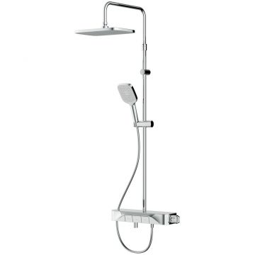 Душевая система Am.Pm (Ам.Пм) Func хром, смеситель-полка для ванны и душа душевая штанга, верхний квадратный душ, ручной душ, F078F300