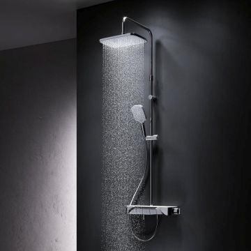 Душевая система Am.Pm (Ам.Пм) Func хром, смеситель-полка для ванны и душа душевая штанга, верхний квадратный душ, ручной душ, F078F300