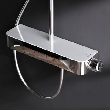 Душевая система Am.Pm (Ам.Пм) Func хром, смеситель-полка для ванны и душа душевая штанга, верхний квадратный душ, ручной душ, F078F300
