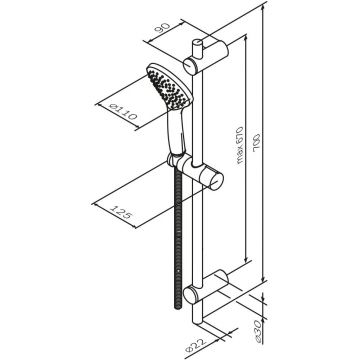 Душевой комплект Am.Pm (Ам.Пм) Gem хром, ручной душ 110 мм, штанга 700 мм, шланг 1750 мм, F0190100