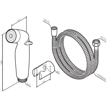 Гигиеническая лейка Am.Pm (Ам.Пм) с штангой и держателем, хром, F0202032