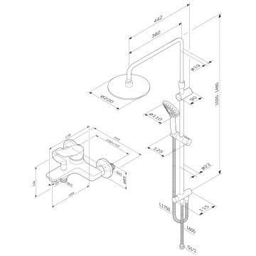 Набор для ванной Am.Pm (Ам.Пм) X-Joy пластик, верхний душ 220 мм, ручной душ 110 мм, белый, F43885A14