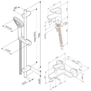 Набор 3в1 смесителей Am.Pm (Ам.Пм) Sunny (смеситель для ванны и душа, смеситель для умывальника, душевыой комплект) хром F40985C00