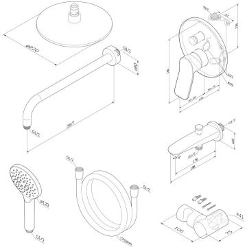 Набор для ванной Am.Pm (Ам.Пм) X-Joy (смеситель для ванны/душа, держатель верхнего душа, душевой набор) хром FB85A10020