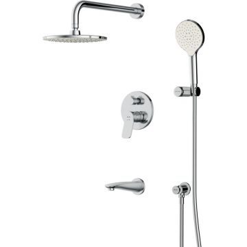 Набор для душа Am.Pm (Ам.Пм) X-Joy хром, 220 мм, встроенный смеситель, излив, ручной душ, FB85A3RH10