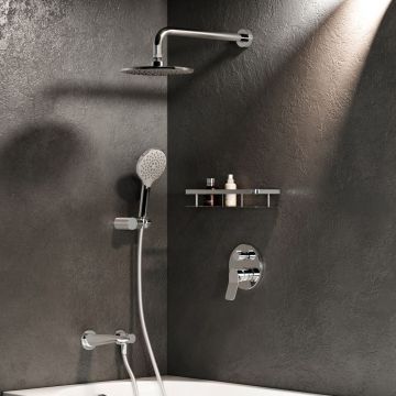 Набор для душа Am.Pm (Ам.Пм) X-Joy хром, 220 мм, встроенный смеситель, излив, ручной душ, FB85A3RH10