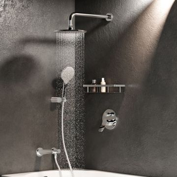 Набор для душа Am.Pm (Ам.Пм) X-Joy хром, 220 мм, встроенный смеситель, излив, ручной душ, FB85A3RH10