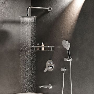 Набор для душа Am.Pm (Ам.Пм) X-Joy хром, 220 мм, встроенный смеситель, излив, ручной душ, FB85A3RH10