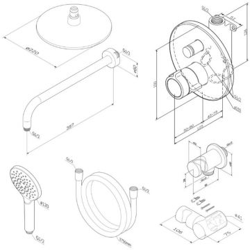 Набор смесителей для душа Am.Pm (Ам.Пм) X-Joy (смеситель для ванны и душа, верхний душ, ручной душ) хром FT85A1RH10