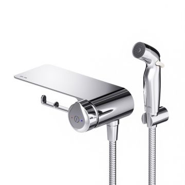 Гигиенический набор Am.Pm (Ам.Пм) X-Joy со смесителем для душа с полкой, держателем туалетной бумаги, Хром, F0H85A800