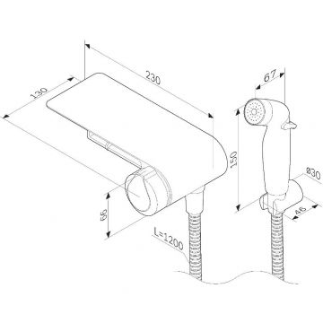 Гигиенический набор Am.Pm (Ам.Пм) X-Joy со смесителем для душа с полкой, держателем туалетной бумаги, Черный, F0H85A822