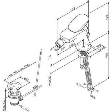 Смеситель для биде Am.Pm (Ам.Пм) Spirit V2.0, хром, душевой комплект F70A83100