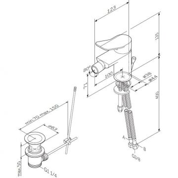 Смеситель для биде Am.Pm (Ам.Пм) X-Joy хром, излив 100 мм, душевой комплект F85A83100