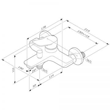 Смеситель для ванны и душа Am.Pm (Ам.Пм) X-Joy хром, излив 164 мм, F85A10000