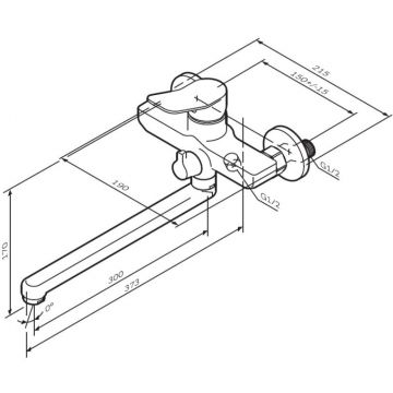 Смеситель для ванны и душа Am.Pm (Ам.Пм) X-Joy излив 300 мм, хром, F85A90000