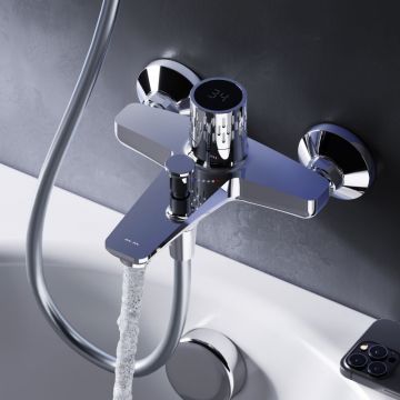 Смеситель для ванны и душа Am.Pm (Ам.Пм) Gem хром, индикация температуры. F90A10400