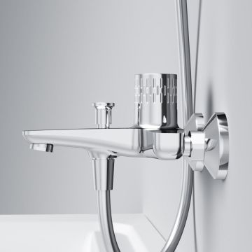 Смеситель для ванны и душа Am.Pm (Ам.Пм) Gem хром, индикация температуры. F90A10400