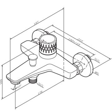 Смеситель для ванны и душа Am.Pm (Ам.Пм) Gem хром, индикация температуры. F90A10400