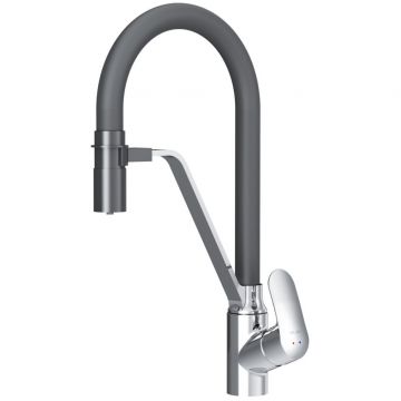 Смеситель для кухни Am.Pm (Ам.Пм) Like хром, гибкий излив, черный, канал для питьевой воды, F8007802