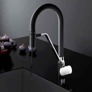 Смеситель для кухни Am.Pm (Ам.Пм) Like хром, гибкий излив, черный, канал для питьевой воды, F8007802