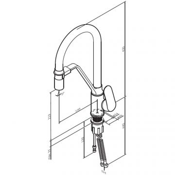 Смеситель для кухни Am.Pm (Ам.Пм) Like хром, гибкий излив, черный, канал для питьевой воды, F8007802