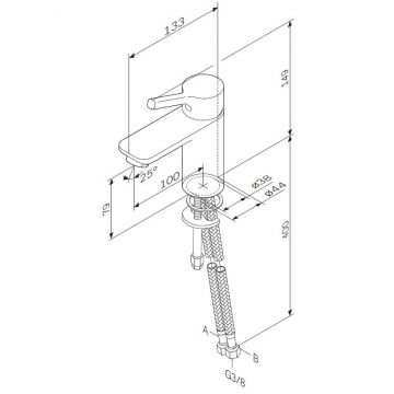 Смеситель для умывальника Am.Pm (Ам.Пм) X-Joy S, хром, излив 100 мм,F85B02100