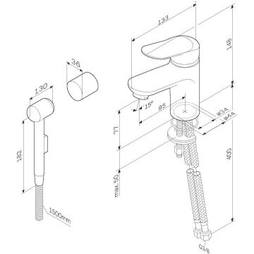 Смеситель для умывальника Am.Pm (Ам.Пм) Sunny хром, гигиенический душ, F85C03000