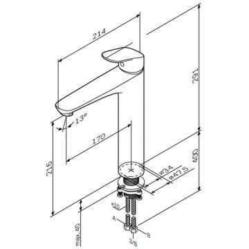 Смеситель для умывальника Am.Pm (Ам.Пм) Like хром, излив: 170 мм, F8092000