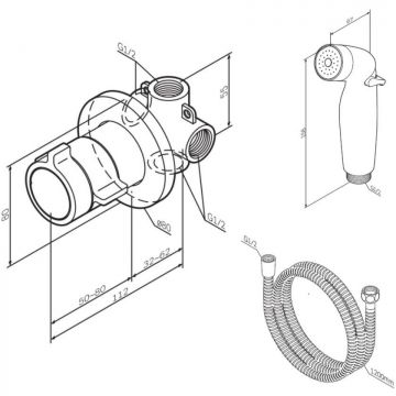 Гигиенический набор Am.Pm (Ам.Пм) X-Joy с встроенным смесителем, хром, F0H85A400