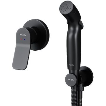 Гигиенический набор для скрытого монтажа со смесителем для душа Am.Pm (Ам.Пм) X-Joy черный, F40H85A22