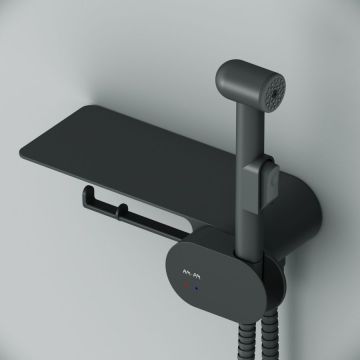 Гигиенический набор Am.Pm (Ам.Пм) Like гигиенический душ, смеситель, полка, держатель туалетной бумаги, черный F0202622
