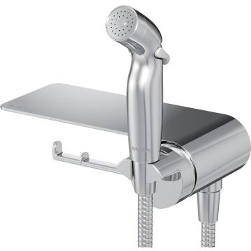 Гигиенический набор со смесителем для душа Am.Pm (Ам.Пм) Func хром, с полкой, F0H8F900