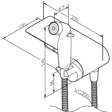 Гигиенический набор со смесителем для душа Am.Pm (Ам.Пм) Func черный, с полкой, F0H8F922