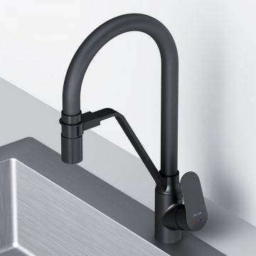 Смеситель Am.Pm (Ам.Пм) для кухни с каналом для питьевой воды и гибким изливом Like F8007822 черный