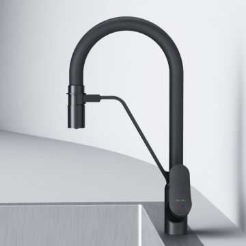 Смеситель Am.Pm (Ам.Пм) для кухни с каналом для питьевой воды и гибким изливом Like F8007822 черный
