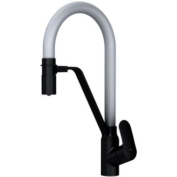 Смеситель Am.Pm (Ам.Пм) для кухни с каналом для питьевой воды и гибким изливом Like F8007825 черный,серый