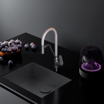 Смеситель Am.Pm (Ам.Пм) для кухни с каналом для питьевой воды и гибким изливом Like F8007825 черный,серый