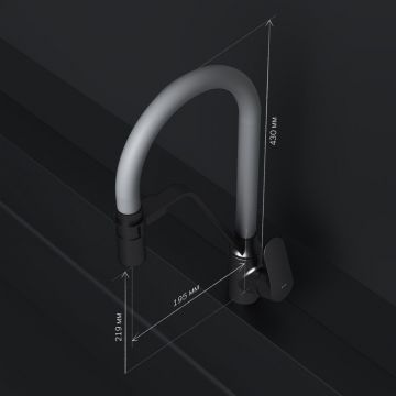 Смеситель Am.Pm (Ам.Пм) для кухни с каналом для питьевой воды и гибким изливом Like F8007825 черный,серый