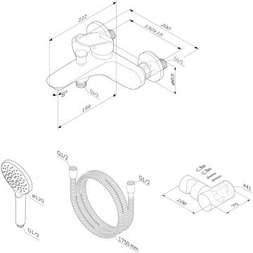 Смеситель Am.Pm (Ам.Пм) для ванны с душевым набором Like F8015000 хром