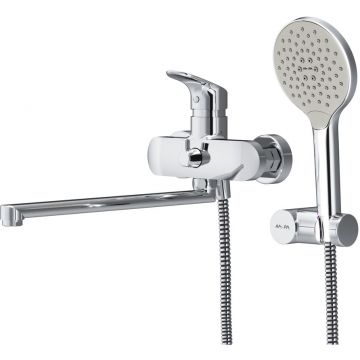 Смеситель Am.Pm (Ам.Пм) для ванны с длинным изливом и душевым набором Like F8095000 хром