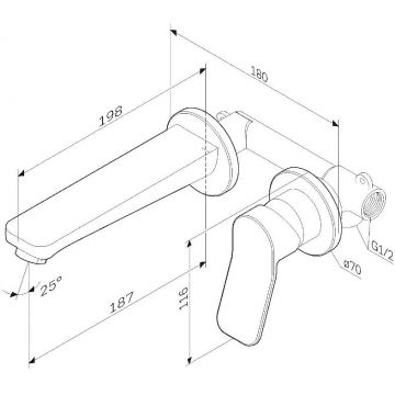 Смеситель Am.Pm (Ам.Пм) для раковины, монтируемый в стену X-Joy F85A72622 черный