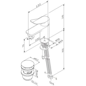 Смеситель Am.Pm (Ам.Пм) для раковины с донным клапаном X-Joy F85A82100 хром