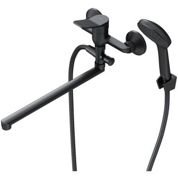 Смеситель Am.Pm (Ам.Пм) для ванны и душа с длинным изливом и душевым набором X-Joy F85A90122 черный