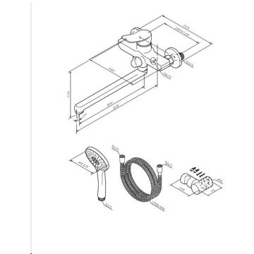 Смеситель Am.Pm (Ам.Пм) для ванны и душа с длинным изливом и душевым набором X-Joy F85A95000 хром