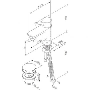 Смеситель Am.Pm (Ам.Пм) для раковины с донным клапаном X-Joy S F85B82100 хром